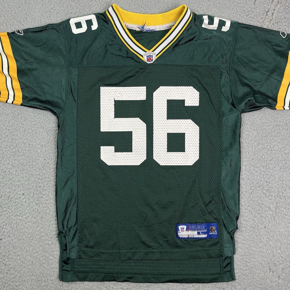 VTG Reebok NFL Green Bay Packers Youth Large On Field‎ Barnett #56 Home Jersey